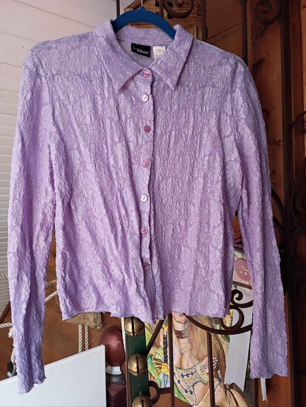 Boutique Europa Lavender Textured Button-Down Shirt